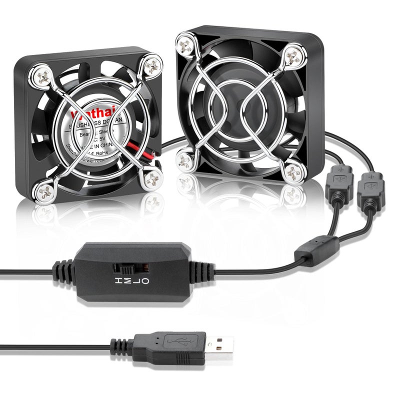 Wathai 2Pack Wathai 40mm x 10mm Mini USB Fan with Speed Control 5V Small Computer USB Fans for Welding Helmet, Aquarium, Terrarium, Camera, VR Receiver DVR PlayStation Xbox Computer Cabinet Cooling - Image 1